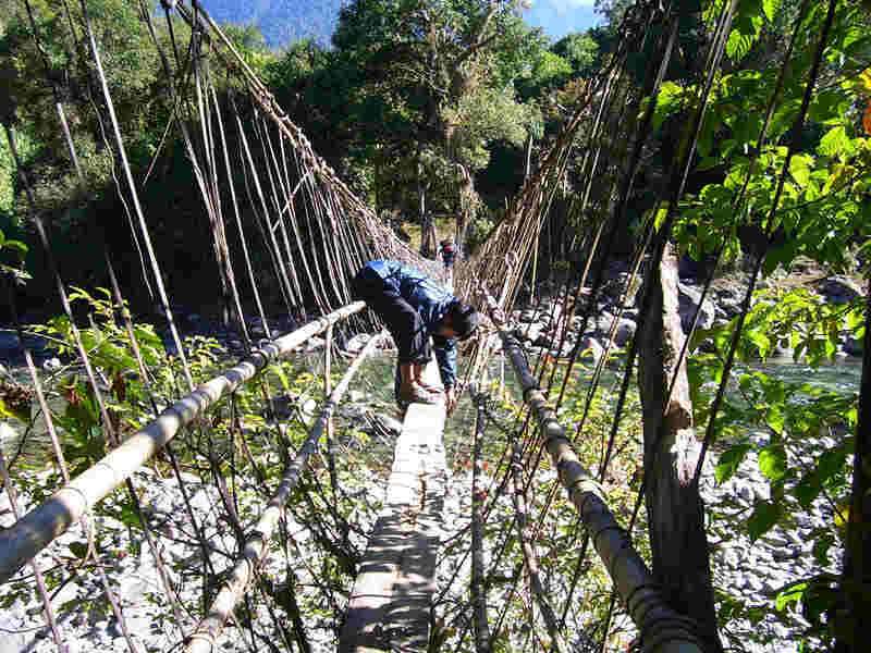 hanging bridge in India