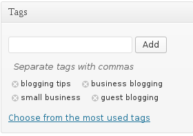 Tags field in WordPress dashboard