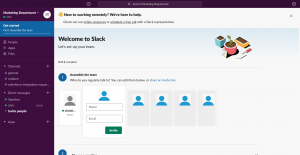 the main window of the project management tool Slack 