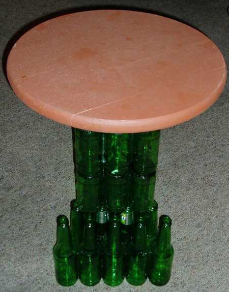 Glass Bottles into a Coffee Table