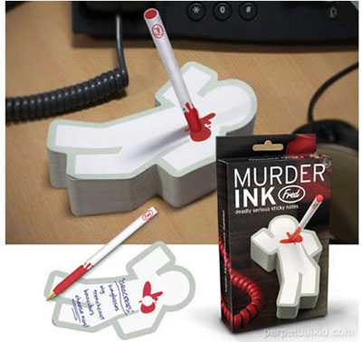 Murder Ink Sticky Notepad & Penholder