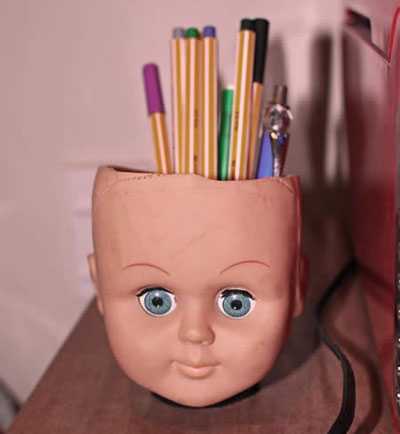 Doll's Head Pen Holder