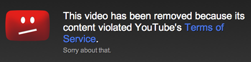 YouTube copywrite violation notice