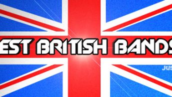 British Flag with Best British Bands across it