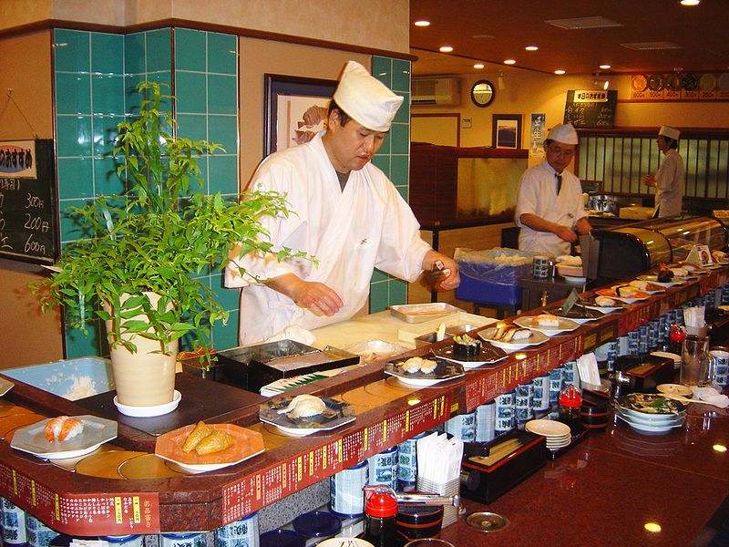 Sushi being prepared