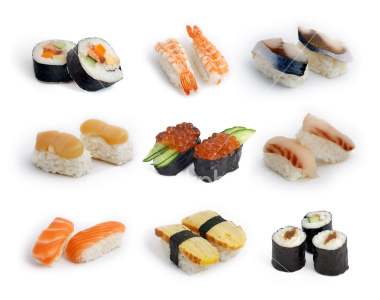 Set of nigiri sushi and maki sushi