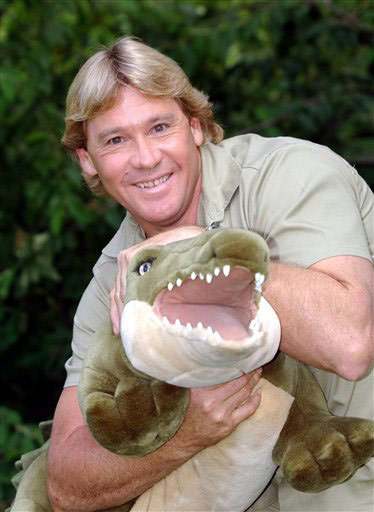 Steve irwin with Stuffed Crocodile