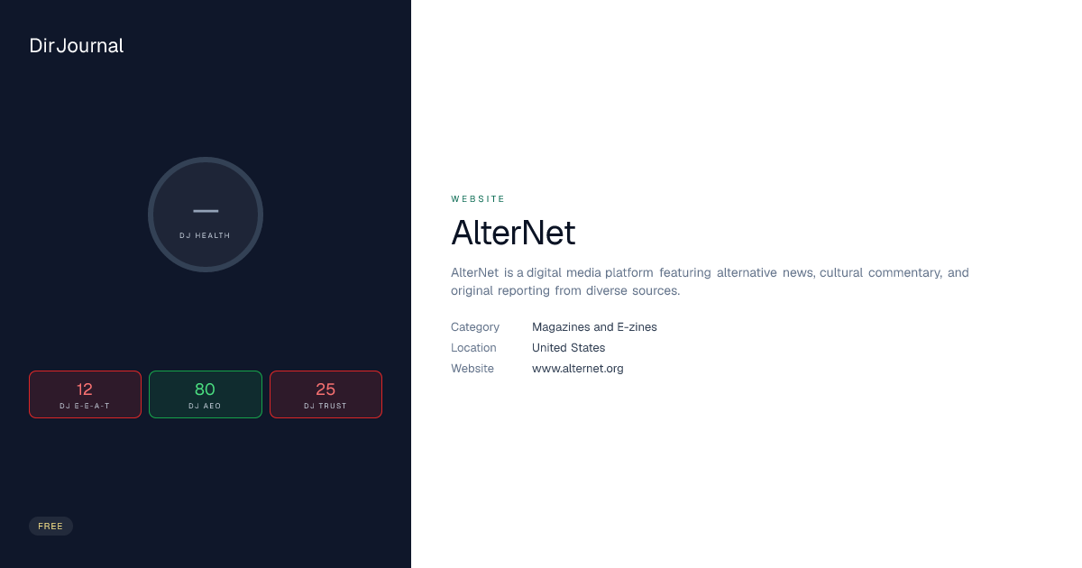 AlterNet - Magazines and E-zines Entity in United States | DirJournal ...