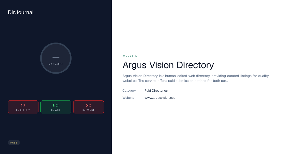 Argus Vision Directory - Paid Directories Entity | DirJournal Authority ...