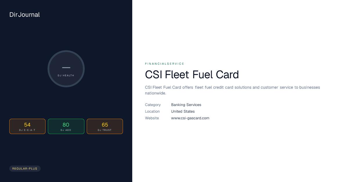 CSI Fleet Fuel Card: Banking Services in United States | DirJournal