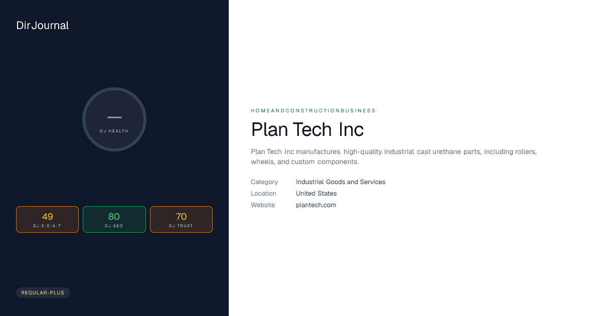 Plan Tech Inc - Industrial Goods and Services Entity in United States ...